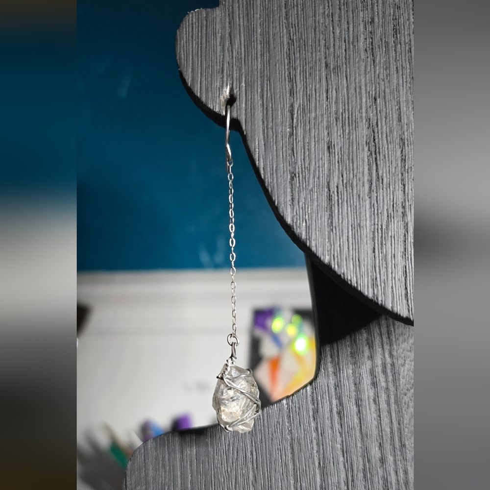 Elegant Silver Wire-Wrapped Quartz Earrings